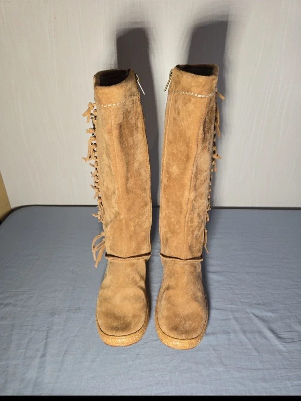 UGG Mammoth Knee High Fringe Boots Women's Size 6.5 Chestnut Suede